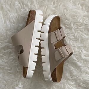 NWT Birkenstock Papillio Arizona Chunky Birko-Flor in Sandcastle, size 39